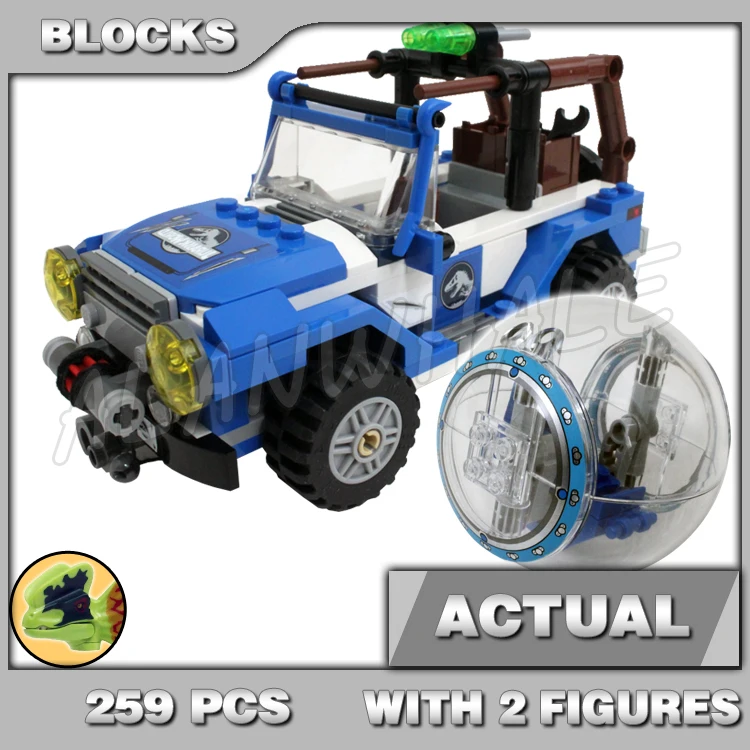 259pcs Jurassic World Dilophosaurus Ambush Gyrosphere Dino Truck Trooper 79093 Model Building Blocks Toys Compatible With Bricks