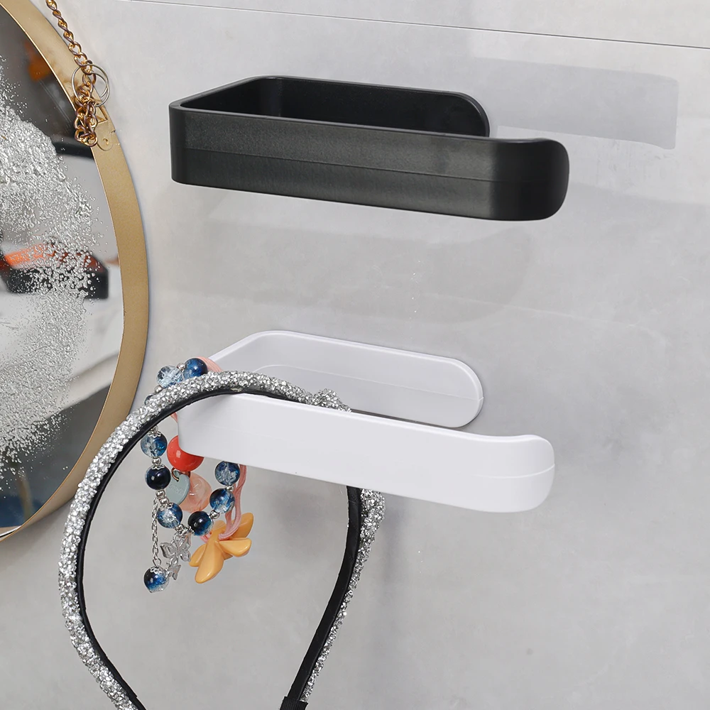 1Pc Wall Mounted Toilet Paper Holder No Punching Tissue Towel Roll Bathroom Towel Rack Bathroom Accessories Material Plastic