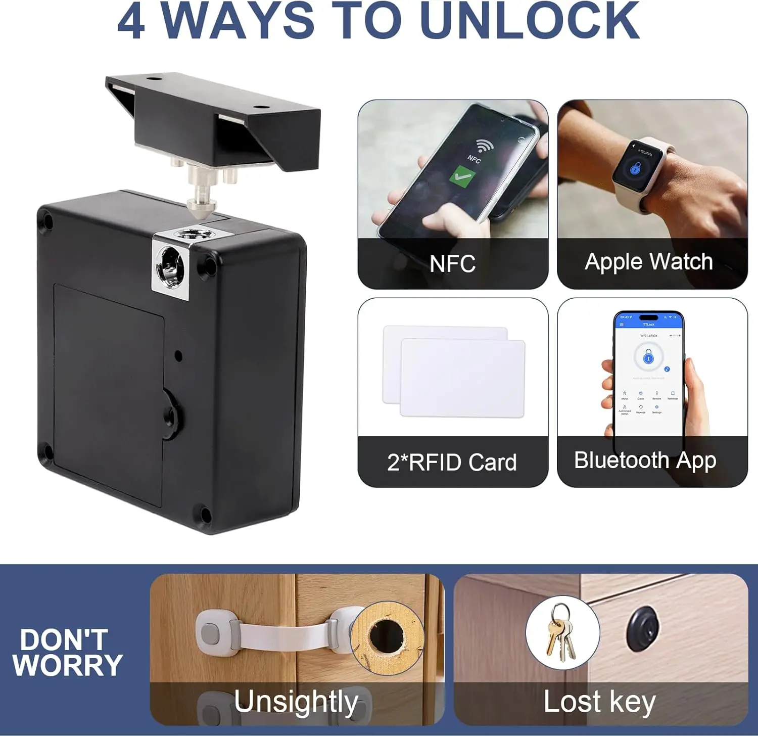 Smart Drawer Electronic RFID Door Lock Hidden DIY Wooden Cabinet Door Locks 13.56MHz RFID Tag IC Card New Easy To Install