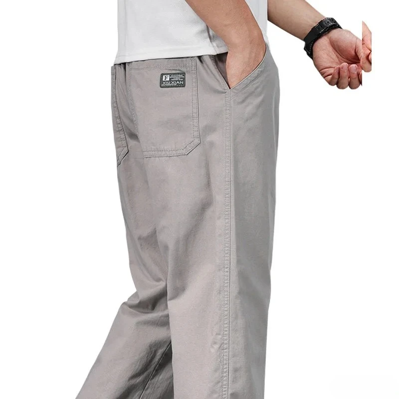 6XL Plus Size Men's Casual Cotton Pants Relaxed Fit Long Trousers Elastic Waist Drawstring Sweatpants Mens Jogger Pants Autumn