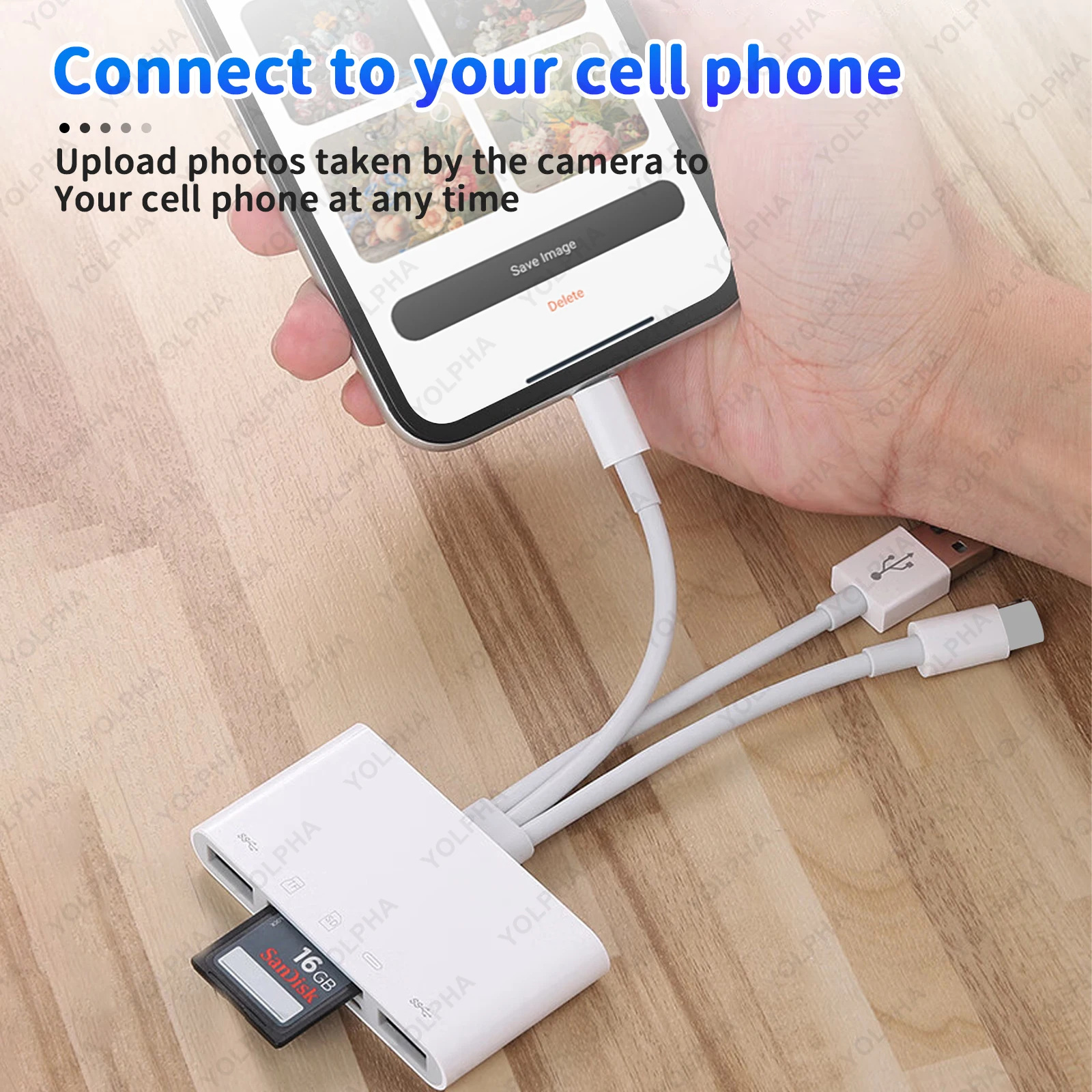 5in1 Memory Card Reader USB OTG SD Reader for iPhones iPads USB C A Devices Micro SD SD Slots support SD Micro SD SDHC SDXC MMC