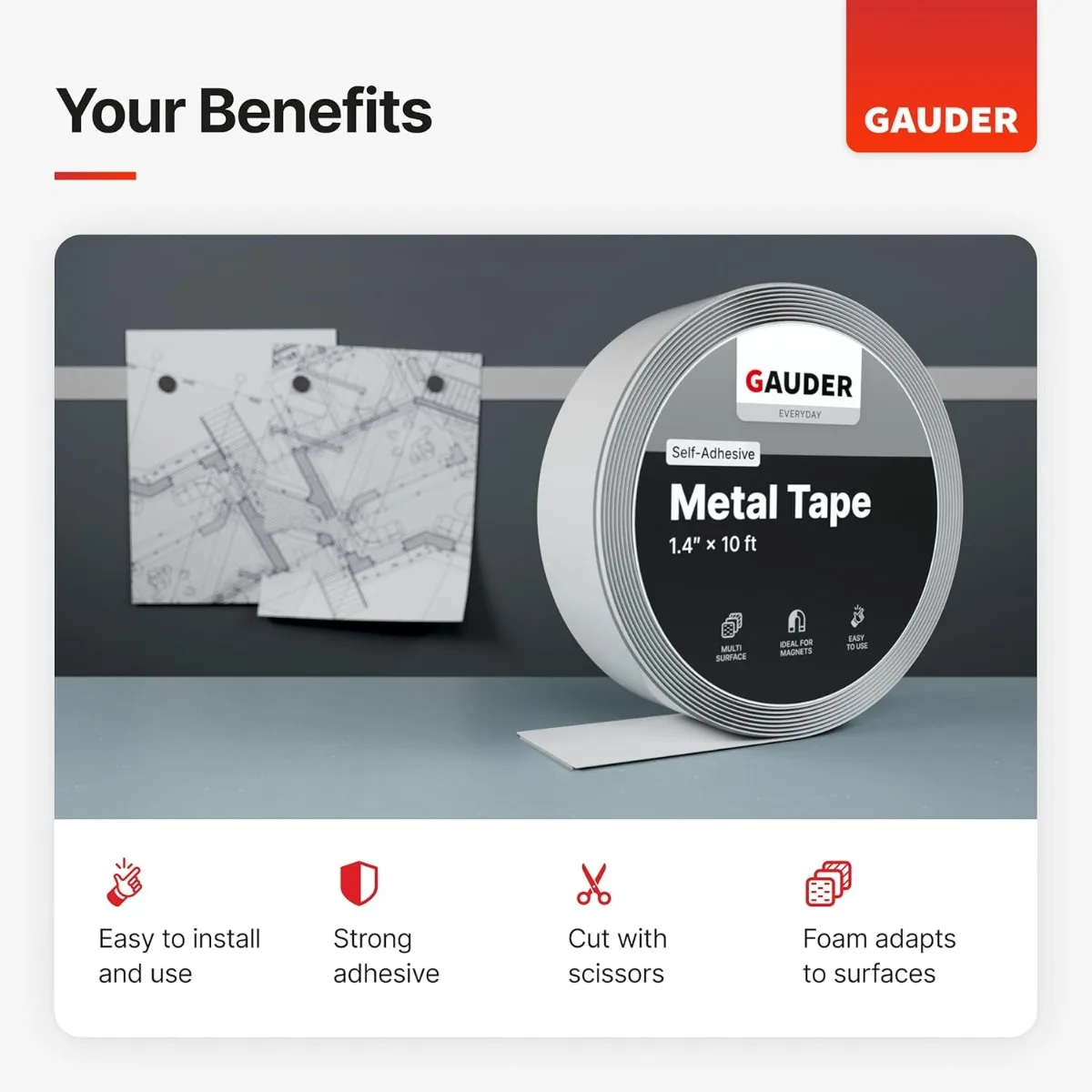 자기 접착 금속 테이프, 자석 및 금속 강철 스트립 응용을 위한 철성 테이프