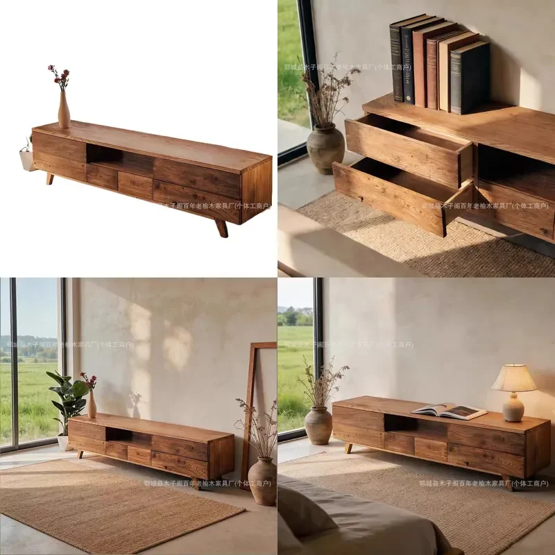 for Medieval Old Elm TV Cabinet B&B Hotel Locker Small Apartment Household Living Room Floor to Ceiling Storage