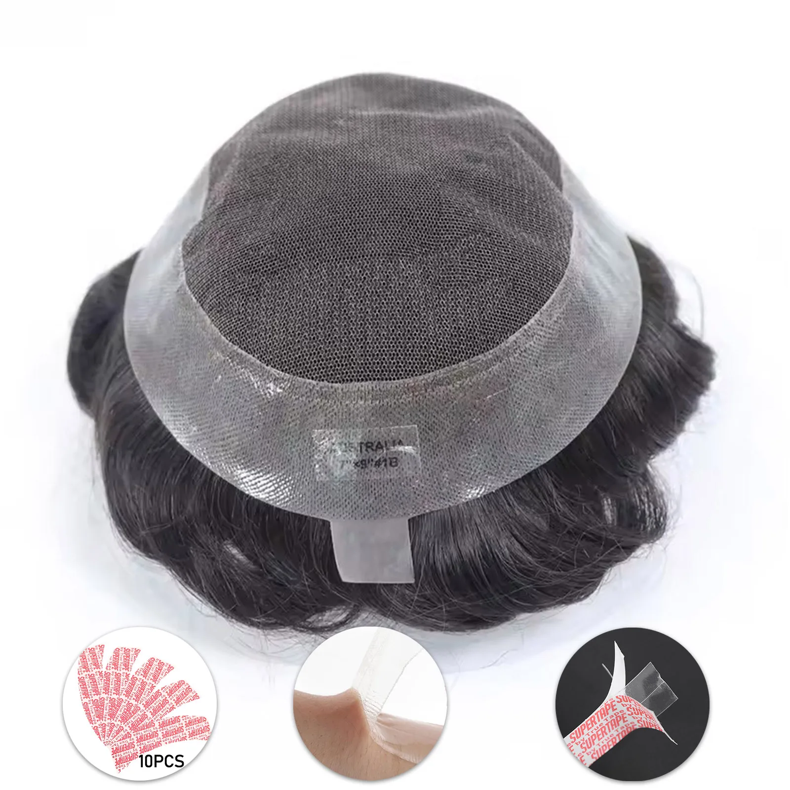 Lace PU Toupee Men's Capillary Prosthesis Wig
