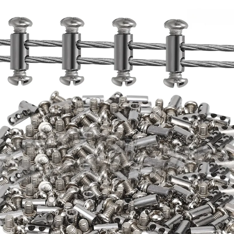 1/100 pçs braçadeira de cabo de corda de fio de aço clipes de corda de metal parafuso ajustável clipe de cobre braçadeira de ferragem de aço inoxidável