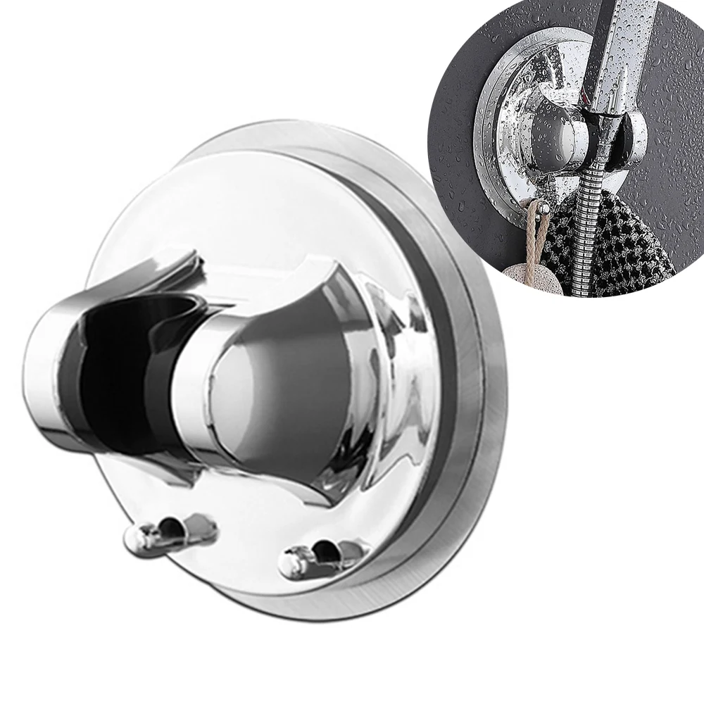Shower Holder Silver Wall Mount Sticky Shower Bracket Showerhead Holder Round Sprayer Rack Bathroom Accessories Support Douche