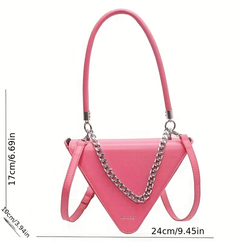 

Women's fashion PU leather bag simple street photo date triangle bag shoulder bag messenger bag