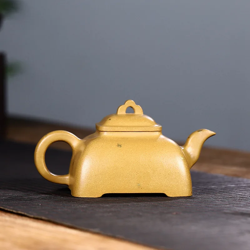 Drop-Shipping Yixing Pure Handmade Raw Ore Purple Clay Teapot Engraved Patterns High-End Tea Set With Curved Edges