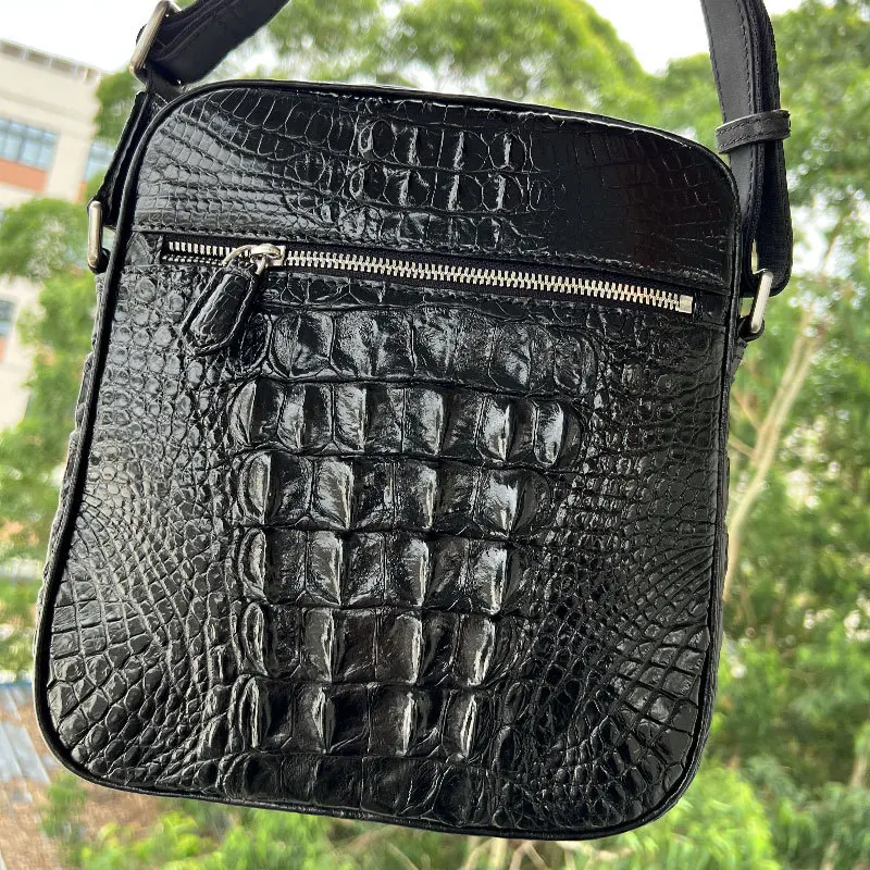 2023 New Luxury Skull Crocodile Skin Men Shoulder Bag Leisure Genuine Leather Messenger Bag Large Capacity Crossbody Bag 25