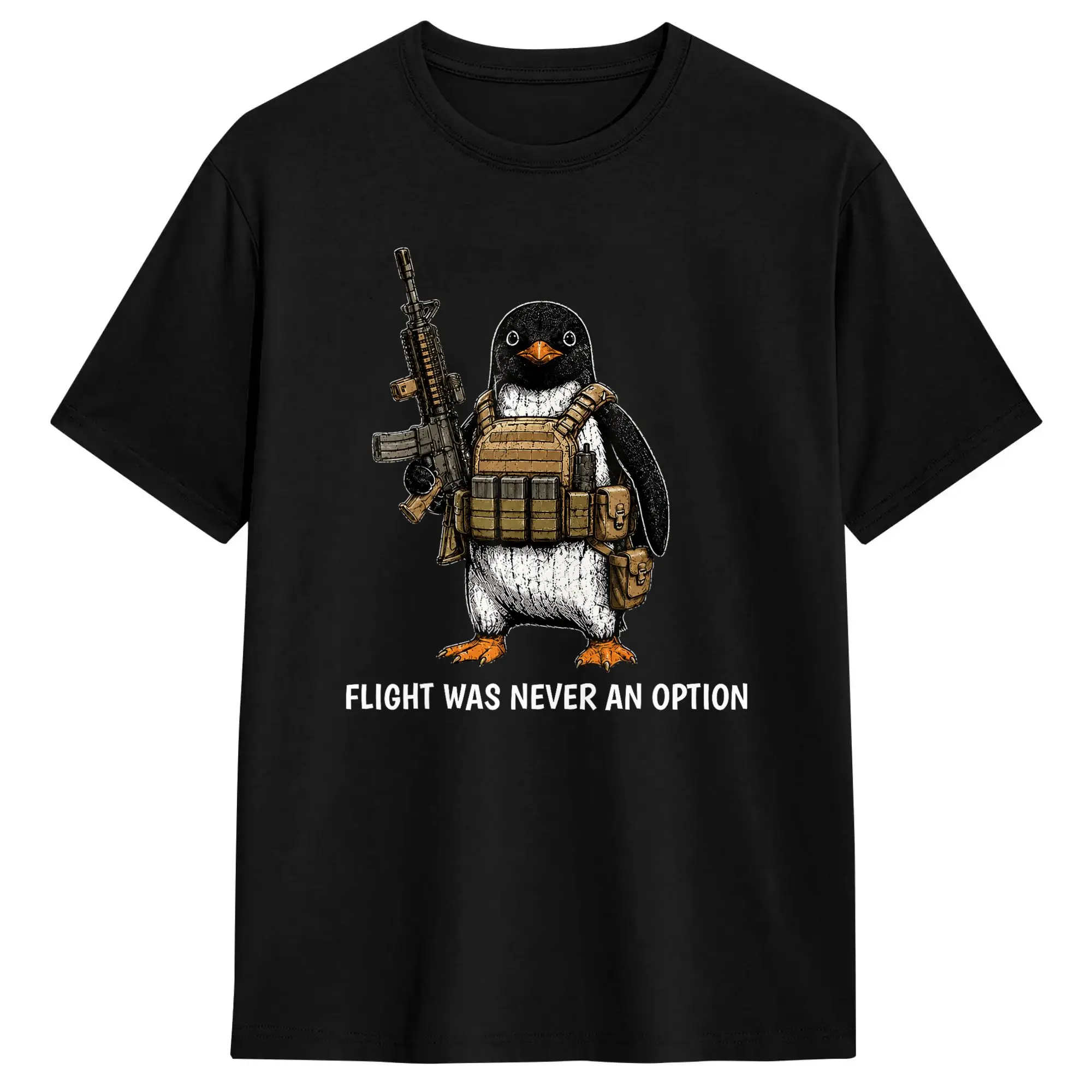 Flight was Never an Option Tactical Penguin Funny Bird Meme T-Shirt Summer  Harajuku T-Shirts Cotton O Neck Oversize Tees