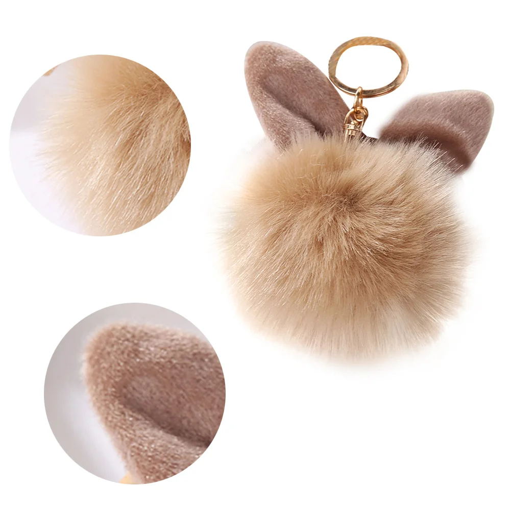 1 PCS Korean Version Super Cute Rabbit Ear Fur Ball Pendant Bag Key Accessories Oversized Imitation Rabbit Fur Ball Pendant
