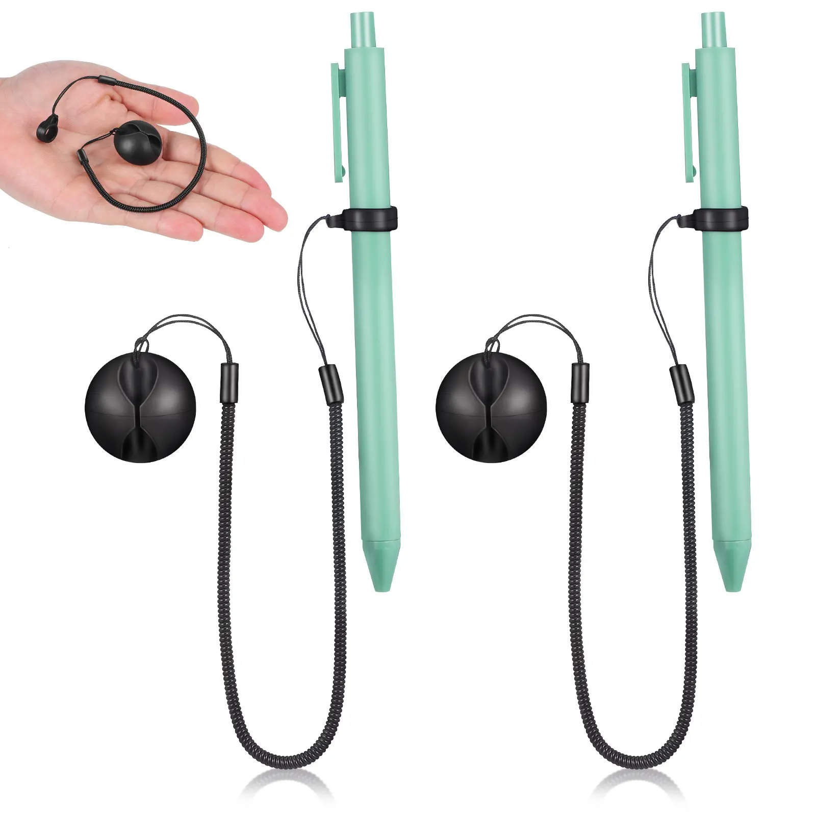 

2Pcs Retractable Stylus Lanyard Elastic Touch Pen Tether with Anti-Slip Silicone Ring for Tablet Screen Drawing Desk and Office