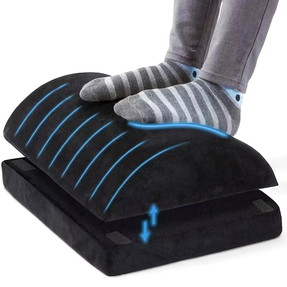 2 Heights Adjustable Foot Rest Under Desk, Soft Memory Foam Footrest Under Desk for Foot Rest At Work, Home, Airplane, Travel