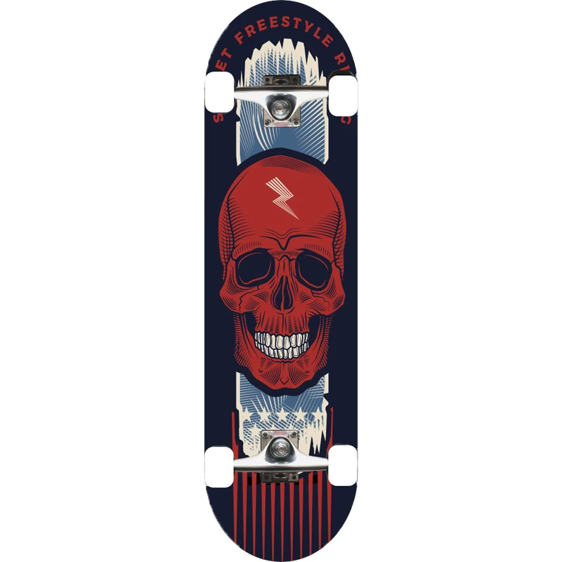 31*8Inch Maple Complete Skateboard Set with Fashionable Skull Pattern Can Be Customized