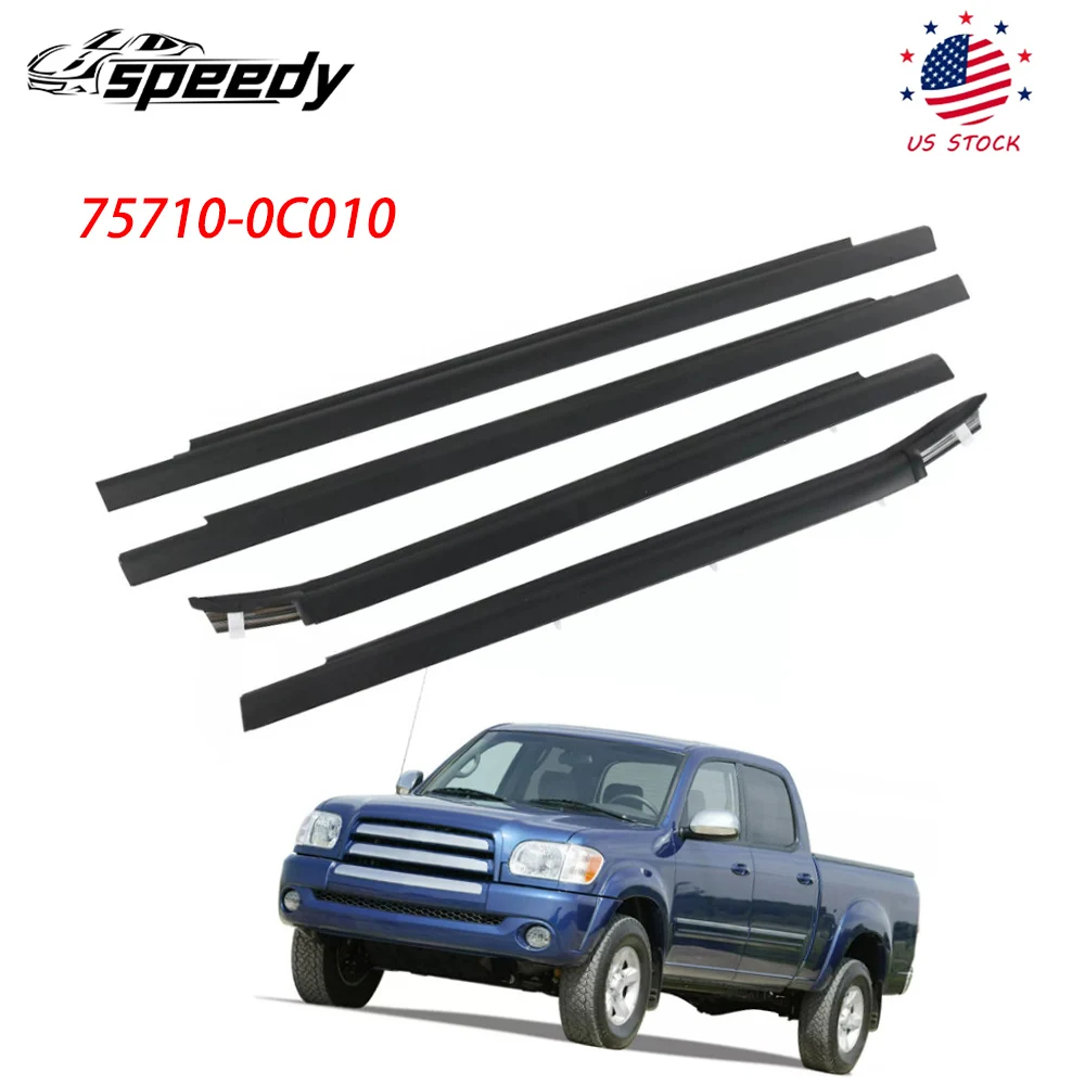 

75710-0C010 Black Door Outside Weatherstrip Window Molding Trim For Toyota Tundra Double Cab 2000-2006