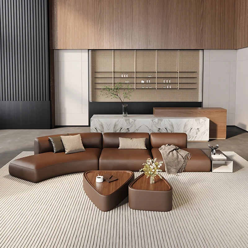 Modern Luxury Curved Sofa Nordic Minimalist Office Hotel Lobby Reception Sofa Beauty Salon Office Furniture أثاث مكتبات FYOS