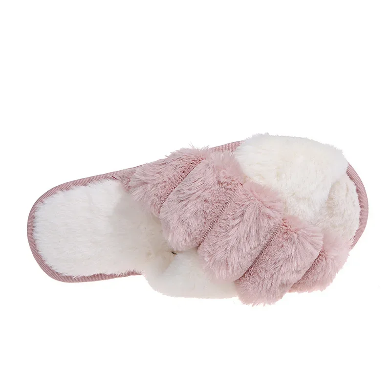 2022 New Women Slippers Winter House Furry Slippers Fluffy Faux Fur Indoor Home Cotton Slippers Floor Shoes Ladies Flip Flops