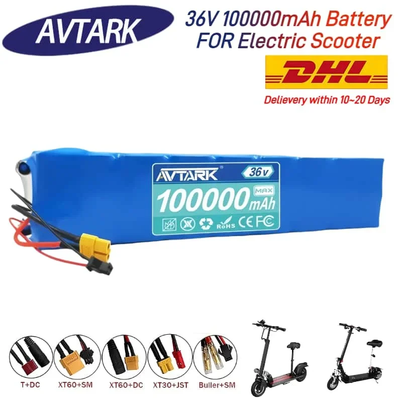 

36V 100Ah Rechargeable Battery Pack for xiaomi M365 10S3P Power Modified 36V Electric Scooter Battery with BMS, SYP XT60 JST⚡