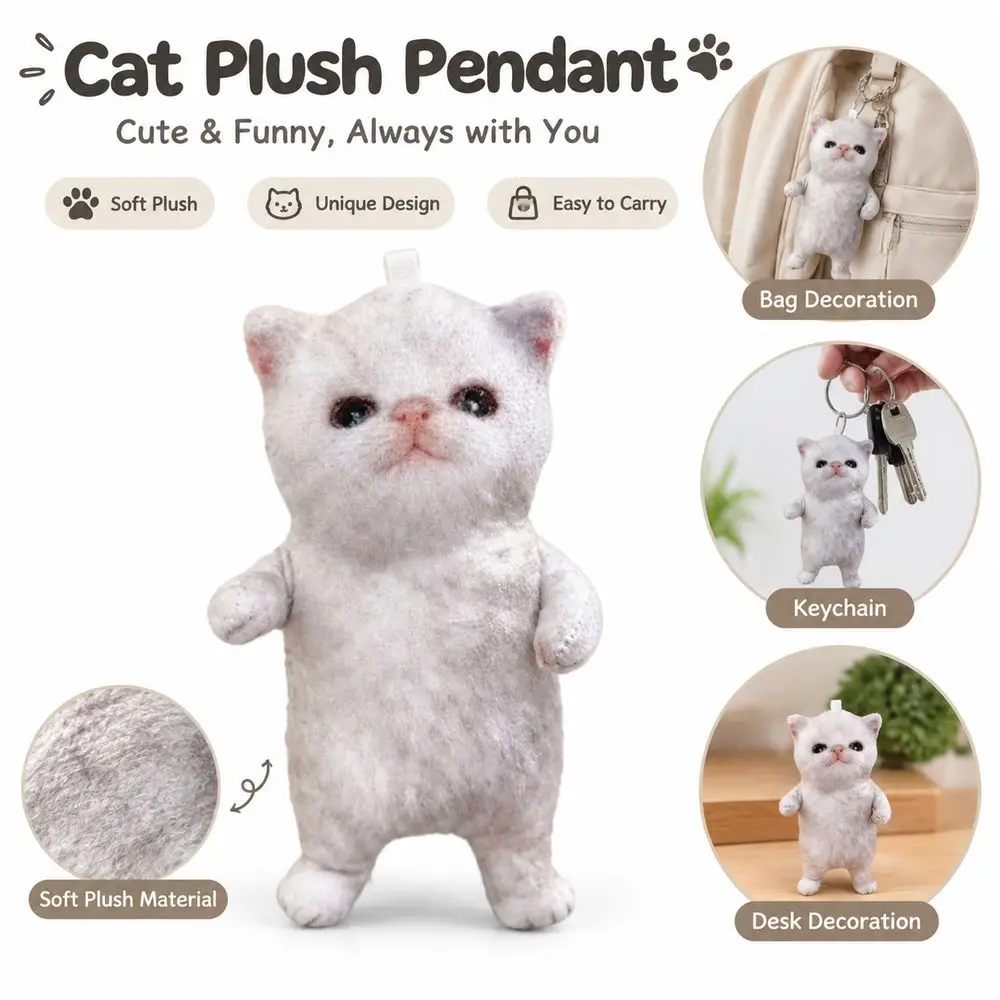 10cm Cat Plush Pendant Built In Skeleton Abstract Expression Face Kitten Doll Charm Interactive Design Bag Charm Accessory