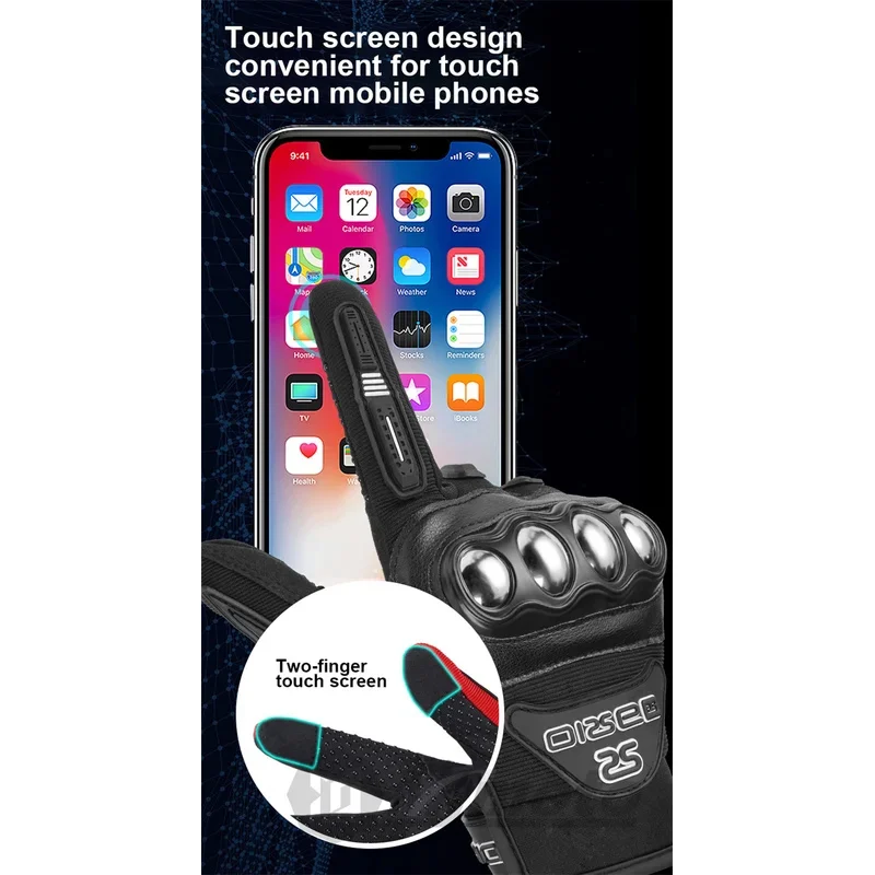 دراجة نارية ركوب الفولاذ المقاوم للصدأ قذيفة حامي قفازات فرط قبضة شاشة تعمل باللمس جميع الأحوال الجوية التهوية تنفس شبكة Luvas