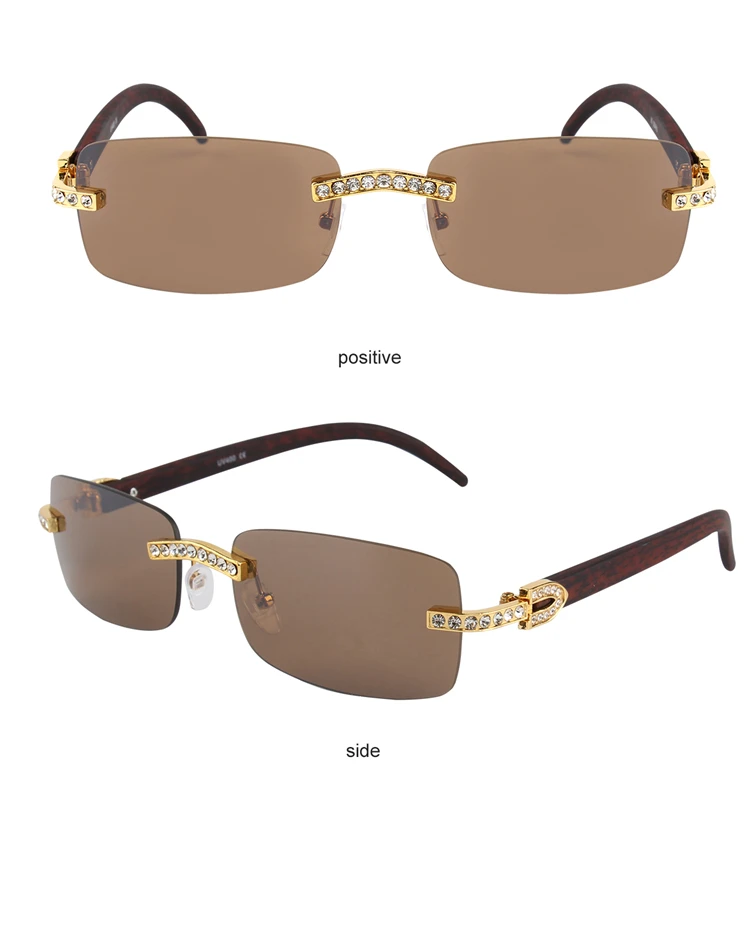 Kenbo Vintage Mode Neue Marke Randlose Strass Sonnenbrille Beliebte Diamant Metall Männer Frauen Luxus Design Sonnenbrille Unisex – Detail 14