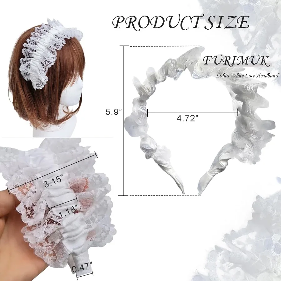 White Lace Headband Headdress for Gothic Vintage Cosplay: Elegant Hair Accessory Perfect for Tea Party PrincessThemed Events an