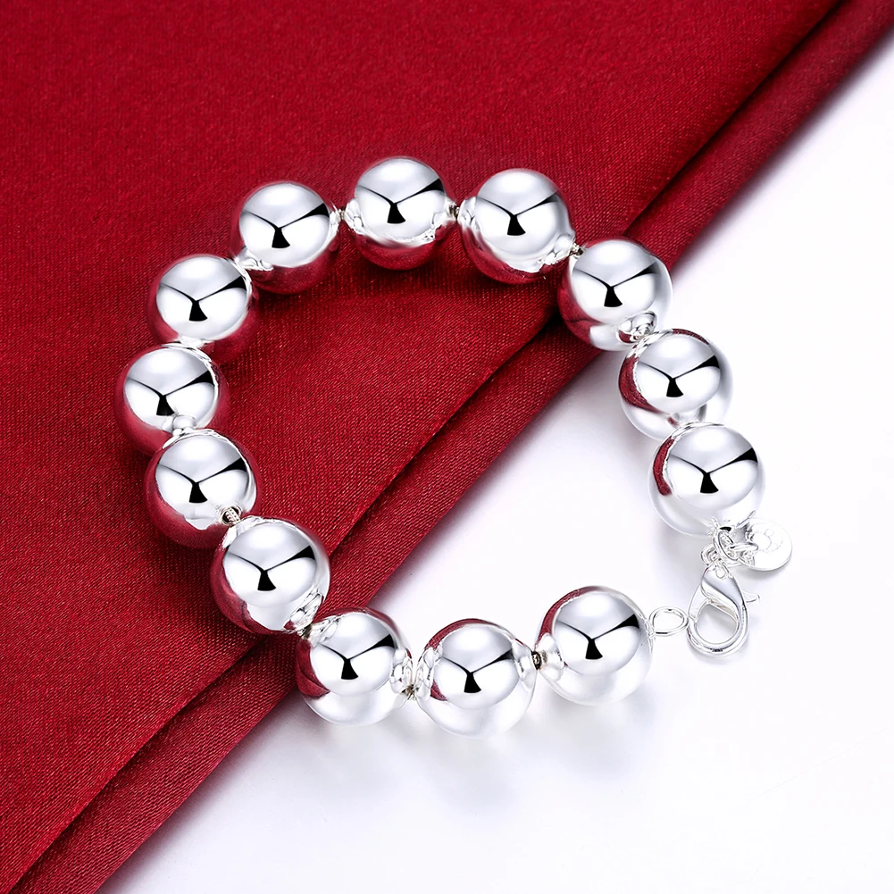 Special offer fashion Beautiful 14MM Big beads 925 sterling silver Bracelet for man Wedding party Jewelry boutique accessories
