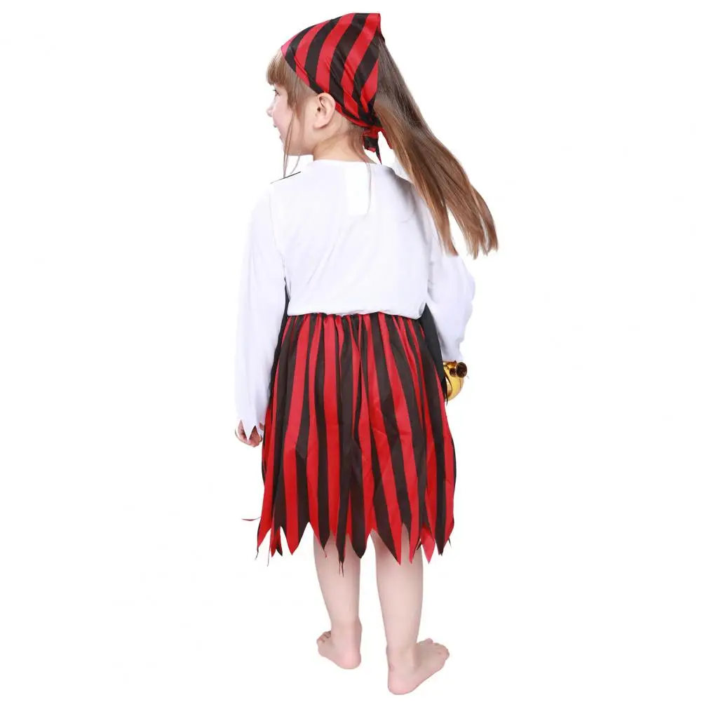 Women Skirt Pirate Cosplay Skirt Set with Belt Headscarf for Women Renaissance Theme Outfit with Irregular Hem Elastic for Theme