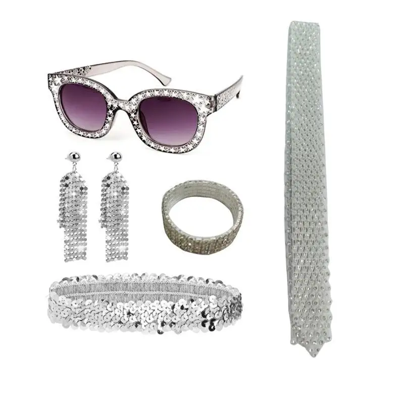 

39BD Disco Costume Outfits,50s 60s 70s 80s Disco Accessories for Halloween Cosplay