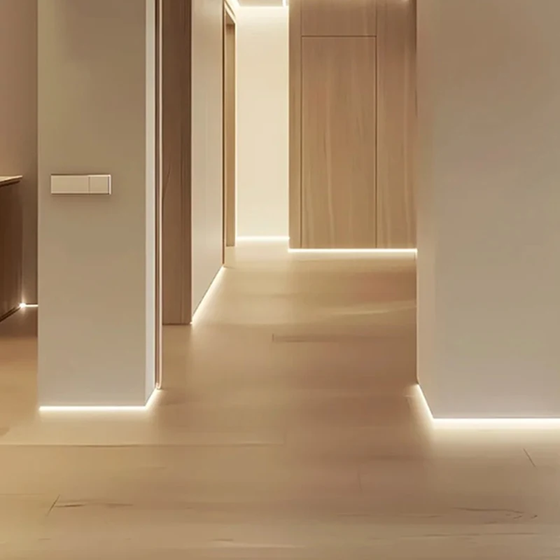 Afbeelding 6: Aluminium LED Top Light Plint 50cm 4 Stuks 3 Kleuren, Opwaartse Lichtplint Trim voor Woonkamer Slaapkamer Vloerlijsten