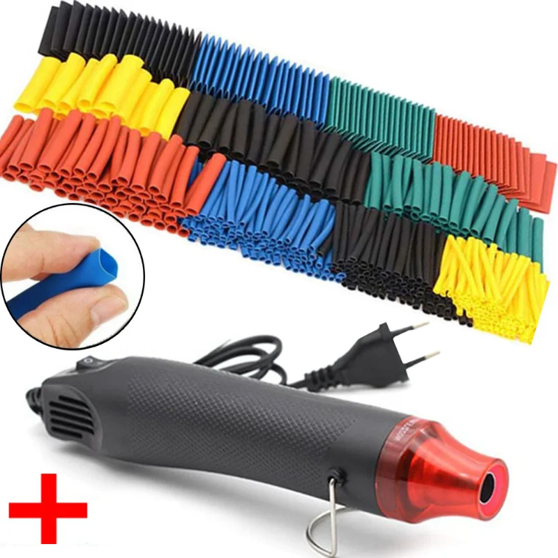 

140/164 pcs Heat Shrink Tube 2:1 Shrinkable Wire Shrinking Wrap Tubing Wire Connect Cover Protection with 300W Hot Air Gun