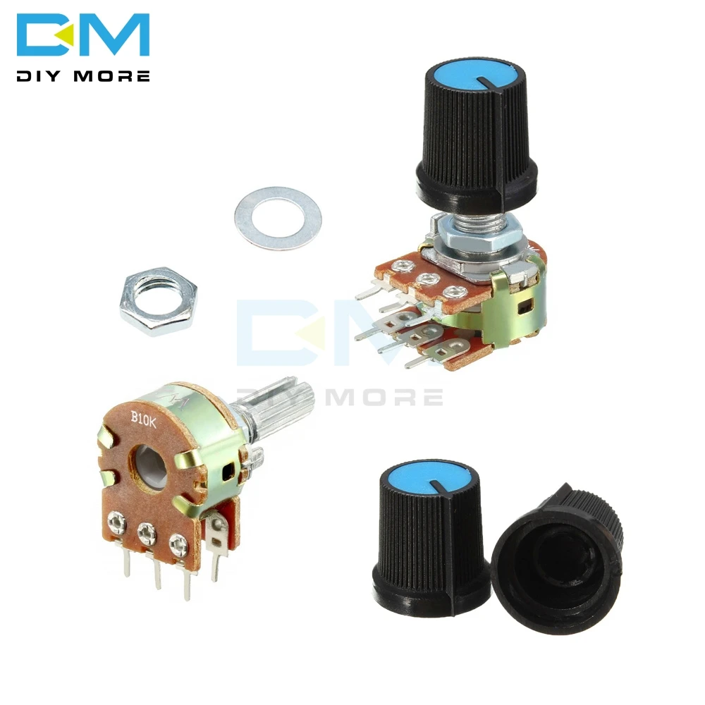 5PCS lot B1K B2K B5K B10K B20K B50K B100K B250K B500K B1M Potentiometer Resistor Linear Taper Rotary Cap Knob Ohm Electronic Diy