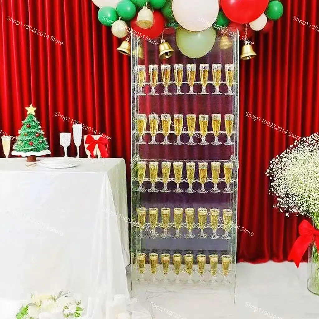 3PCS Acrylic Champagne Wine Drinks Wall Stand Holder Drink Cup Sparkling Wine Display Rack For Wedding Celebration Decoration