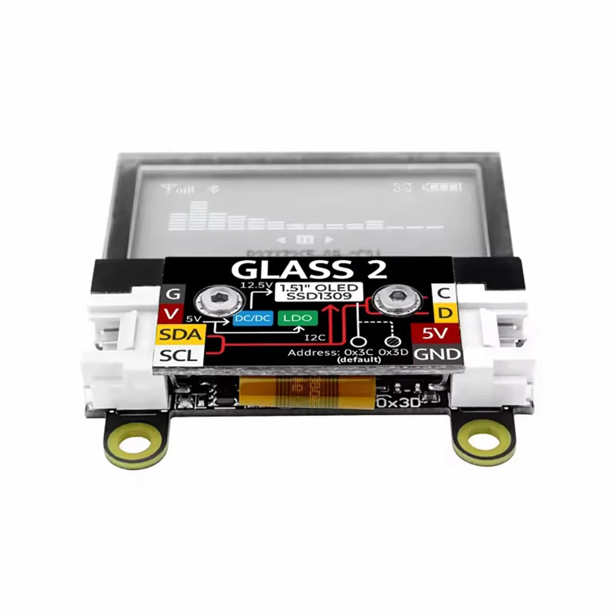 

AB01 Glass 2 Unit 1.51 Inch Transparent OLED Expansion Screen Unit SSD1309 for DIY Projects & Professional Use