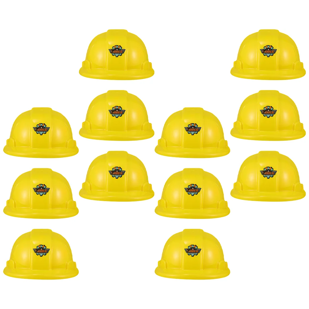 

12 Pcs Hard Hat for Kids Tool Yellow Tank Top Toys Accessories Plastic Child Costume