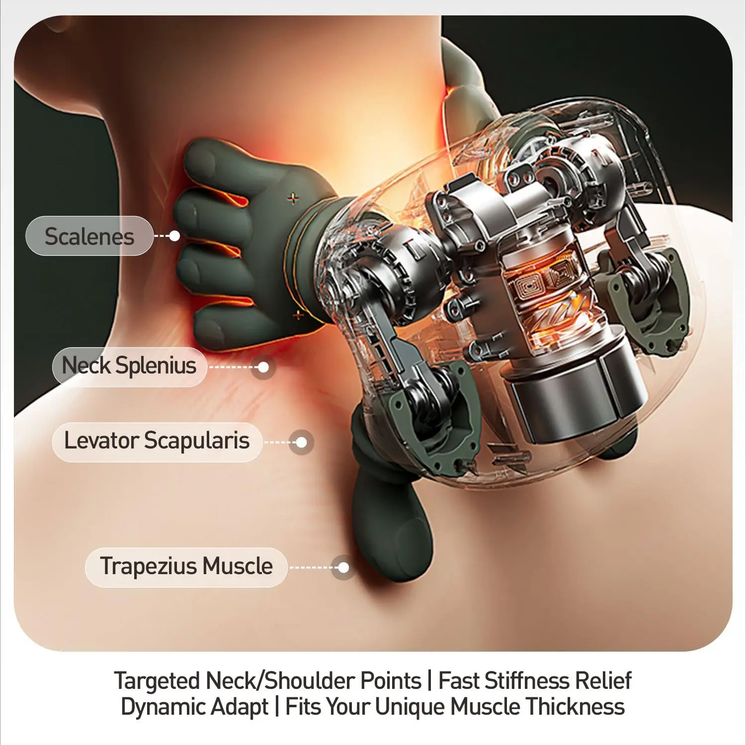 مدلك كتف ذكي للرقبة، مع حرارة، عجن الأنسجة العميقة ثلاثية الأبعاد، يستخدم على أجزاء متعددة من الكتفين والرقبة والساقين والذراعين والخصر