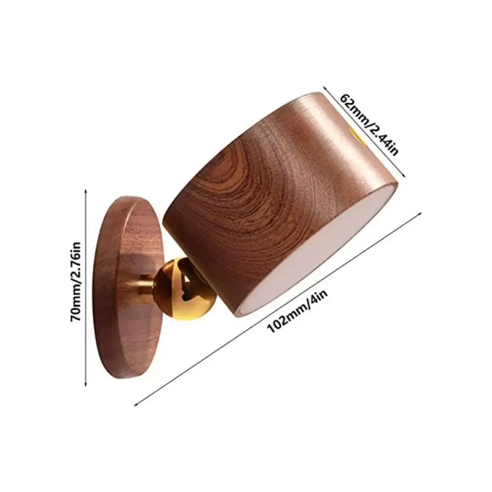 360° Rotating Wooden Wall Mounted Lamp Dimmable Magnetic Mountin Magnetic Night Light Touch Control Double-sided LED Wall Sconce view 6