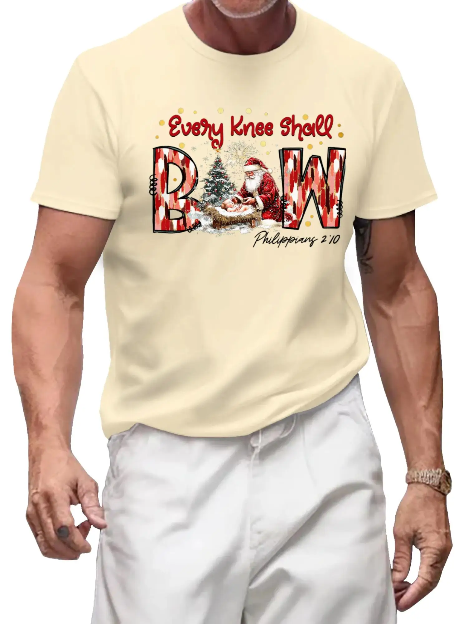 

Every Knee Shall Bow T-Shirt, Comfort Colors, Christian Xmas Tee for Men & Women, Faith Scripture Tee, Religious Holiday Gift