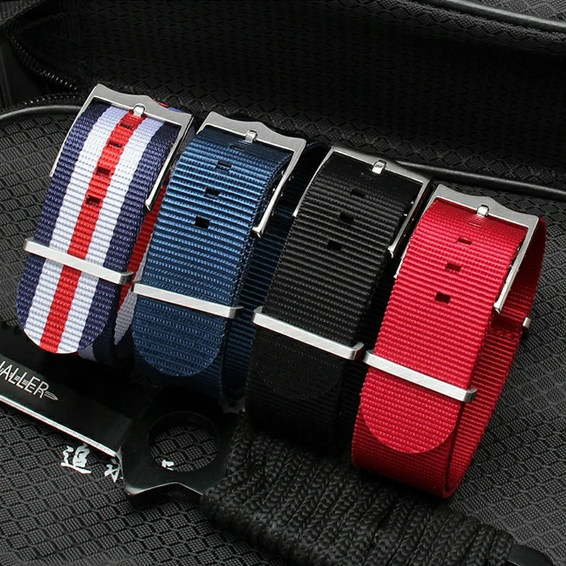 20mm 22mm Premium-Grade Military Striped Nylon Watchbands For Tudor Watch Strap  Movable Ring Military Bracelet men