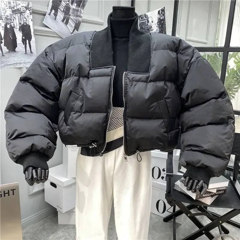 OCEANLOVE Autumn Winter Jackets for Women Solid Korean Fashion Thick Vintage Short Parkas Coats Zipper Loose Ropa De Mujer