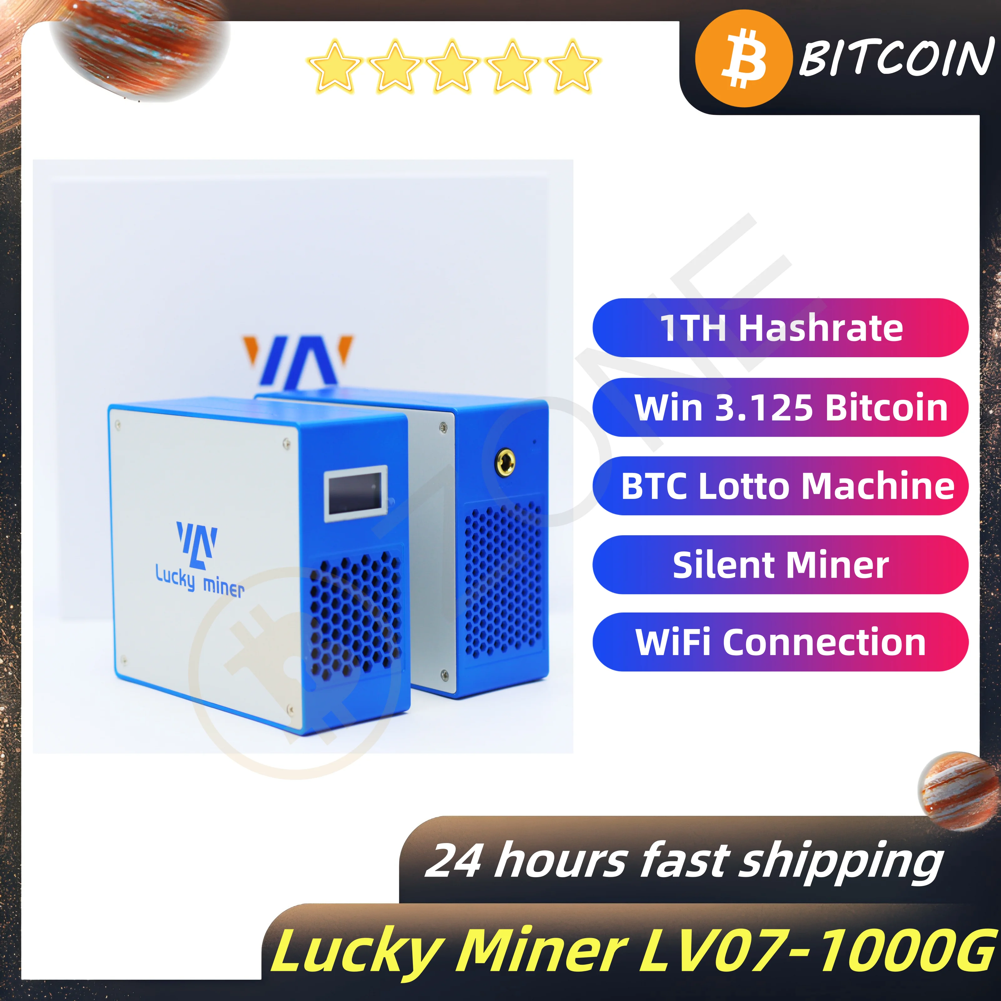 Bitcoin Miner 1000G Hash Rate BTC Lotto Machine BM1366 ASIC Chip With Power Supply Support Multiple Coins 24 Hour Fast Shipping