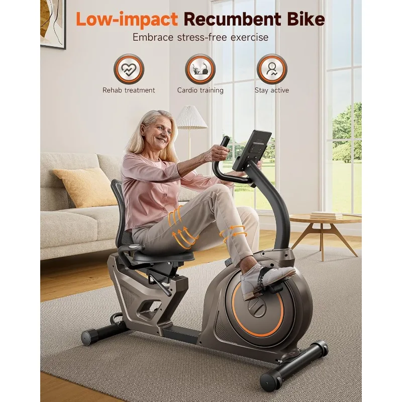 home. Recumbent Exercise Bike, Recumbent Bike for Home,Magnetic Recumbent Bike with Smart APP, LCD Monitor, Heart Rate Handle