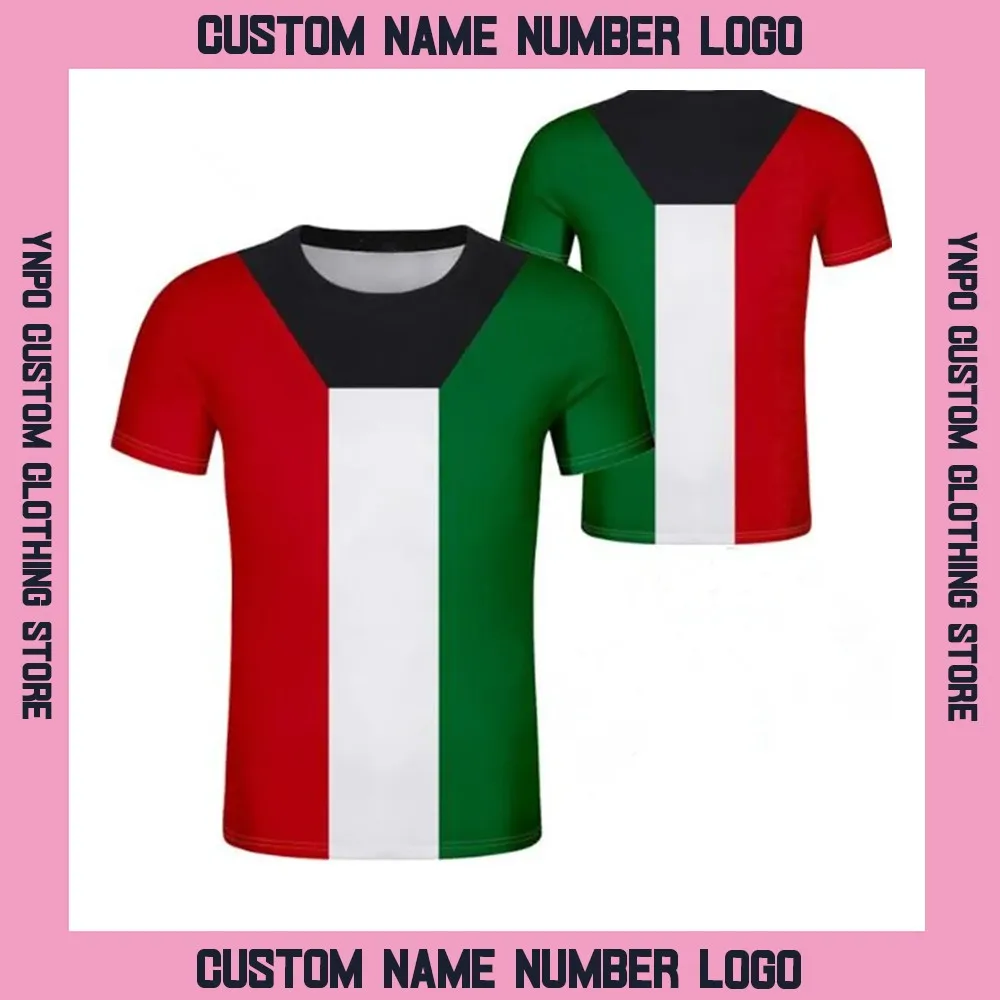 Kuwait Youth Student Boys Customized Digital T-shirt, National Flag, Personalized Trend, Wild Couple Casual Short Sleeved Top