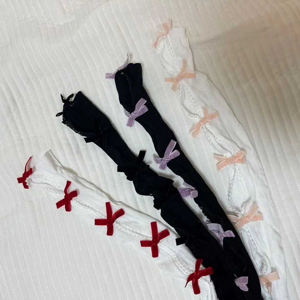 الدانتيل القوطية شال الأكمام Bowknot شال القوس أصابع قفازات توافدوا مطاطا لوليتا الدانتيل أصابع قفازات لوليتا