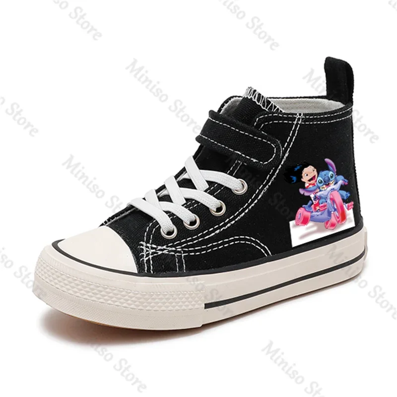 Light Sport Girl High-top Lilo Stitch Boys Kid Canvas Shoes Disney Casual Cartoon comfort Shoes Children Print Boys Tennis Shoes