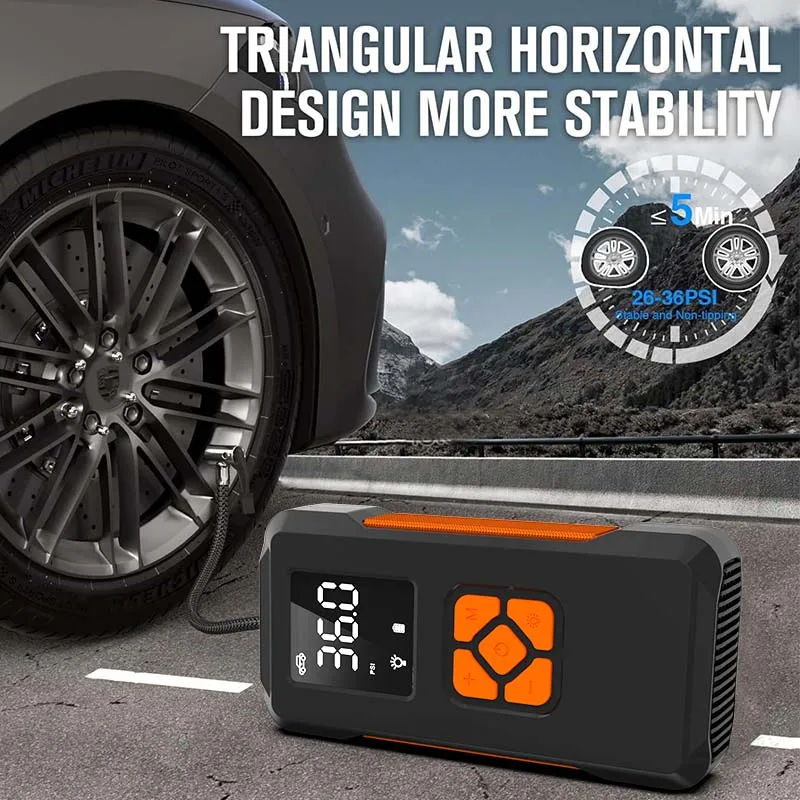EU Stocked Tire Inflator Pump Wireless USB Air Pump A-type 20 Cylinder Movement 12V System Lithium Battery 3.7V 10000mah 37Wh