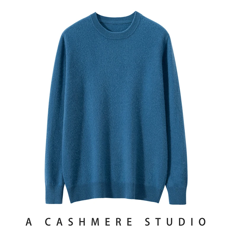 

Men Sweater 100% Goat Cashmere Knitted Jumper Soft Warm Hot Sale Oneck Full Sleeve Pullover Solid Color Male Clothes
