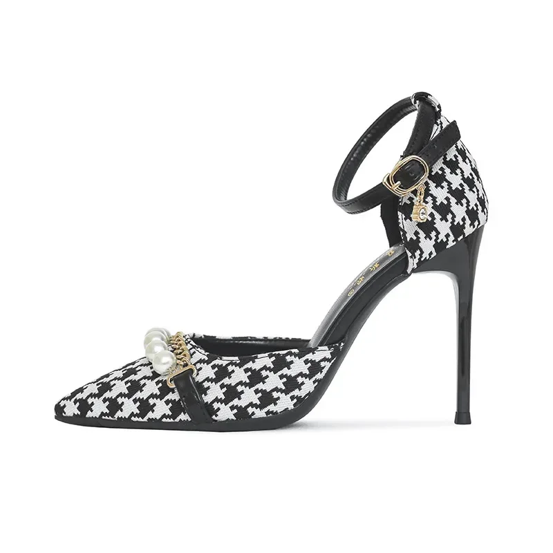 Large Size 31-43 Pointed Thin Heels Sexy Large Size Black Pearls Women Shoes High Heel Summer Sandals view 3