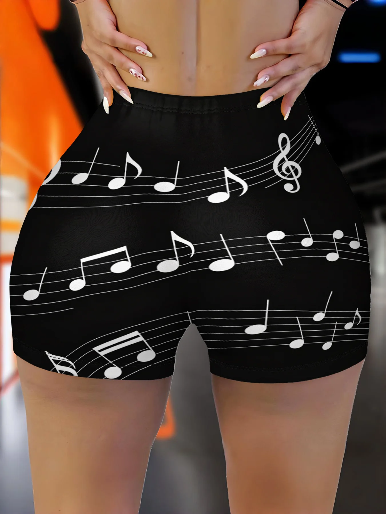 

1pc White Musical Notation Print Women'S Casual Sports Underwear Minimalist Design with Treble Clef and Notes Pattern