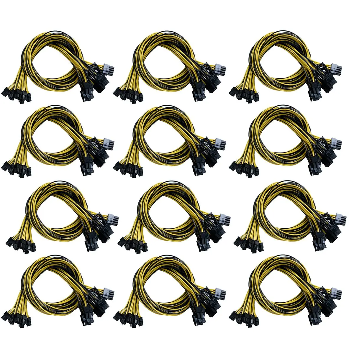 12Pcs PCIe 6Pin to 8Pin(6+2) Male to Male PCI-E Power Cable for GPU Power Supply Breakout Board Adapter for Mining